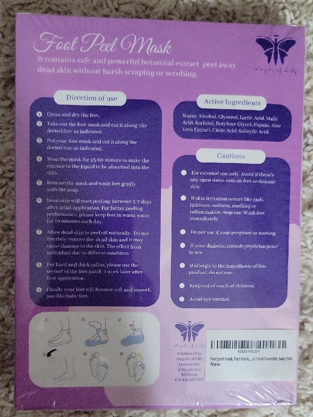 Angels of Lily Lavender Foot Peel Mask - Purple Packaging